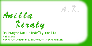 anilla kiraly business card